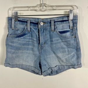 LEVI’S White Label Orange Tab Light Wash Jean Shorts Rolled Cuff Womens 25 In